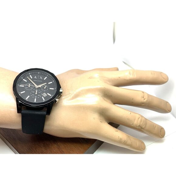 Armani Exchange Men's Watch AX1326 Quartz Chronograph Black Rubber Strap 44mm - Picture 4 of 14